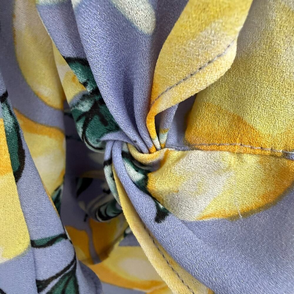 Torrid Lemon Print Tank Top Size 1X Purple Georgette Ruffle High Low Hem Keyhole - Picture 6 of 10